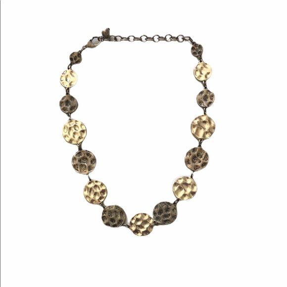 Choker Collar Necklace Hammered Antiqued Silver - Picture 1 of 5